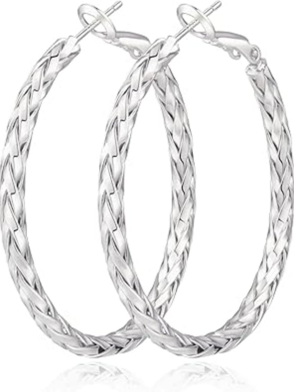 New Hoop Earrings Lightweight Twisted Silver Earrings Women Chunky Fashion